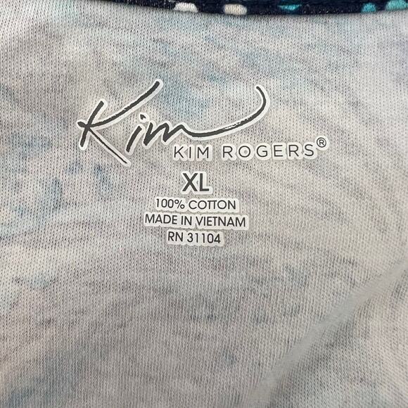 Kim Rogers Womens Tee Large Blue Abstract Print 100% Cotton 3/4 Length Sleeves - Picture 4 of 5